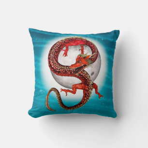 Roter Mond-Drache Himmels-Fantasy-Kunst Kissen