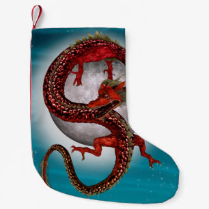 Roter Mond-Drache Himmels-Fantasy-Kunst Kleiner Weihnachtsstrumpf
