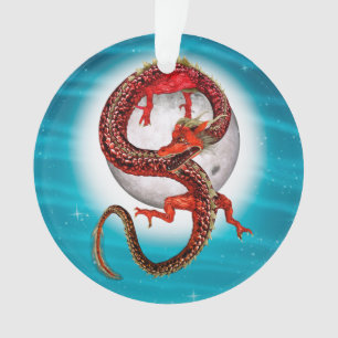 Roter Mond-Drache Himmels-Fantasy-Kunst Ornament