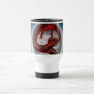 Roter Mond-Drache Himmels-Fantasy-Kunst Reisebecher