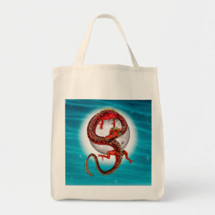 Roter Mond-Drache Himmels-Fantasy-Kunst Tragetasche