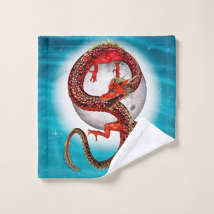 Roter Mond-Drache Himmels-Fantasy-Kunst Waschlappen