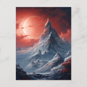 Roter Mond Fantasie Landschaft Postkarte