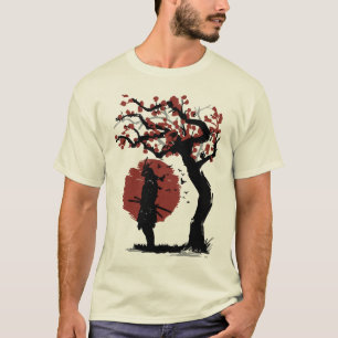 Roter Mond Samurai T-Shirt