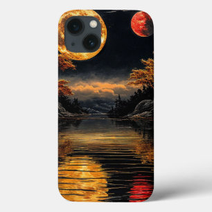 Roter Mond über dem Wasser Romantischer Nachthimme Case-Mate iPhone Hülle