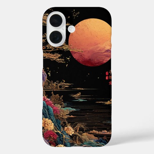 Roter Mond über einem See Case-Mate iPhone Hülle (Rückseite)