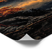 Roter Mond über einem See Poster (Ecke)