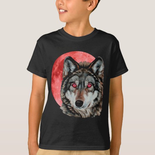 Roter Mond-Wolf T-Shirt (Vorderseite)