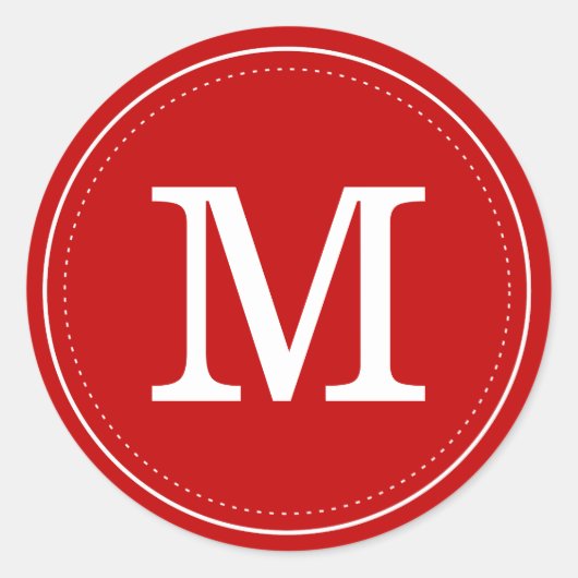 Roter Monogramm-Umschlag Aufkleber (Vorderseite)