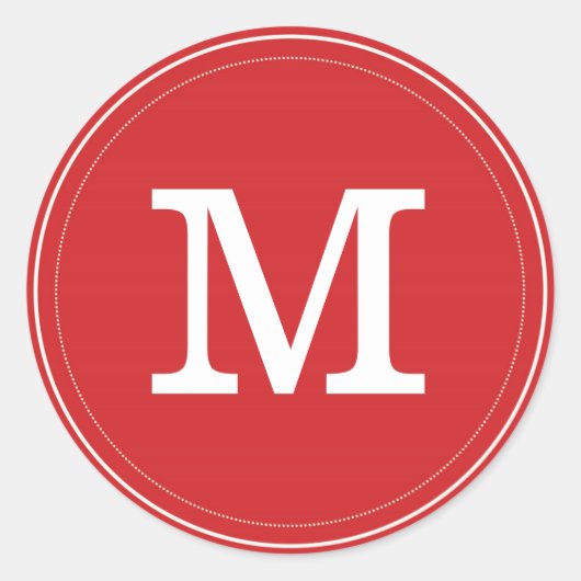 Roter Monogramm Umschlag Aufkleber Klassischer Run (Vorderseite)