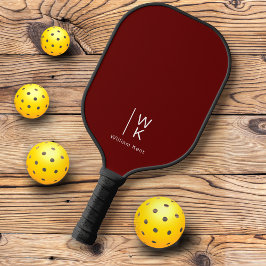 Roter Monogrammname + Initialen Pickleball Schläger