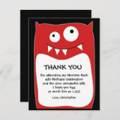 Roter Monster-heftiger Schlag danken Ihnen zu Dankeskarte (Vorne/Hinten)