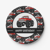 Roter Monster-LKW Pappteller (Vorderseite)