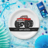 Roter Monster-LKW Pappteller (Party)