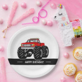 Roter Monster-LKW Pappteller (Party)