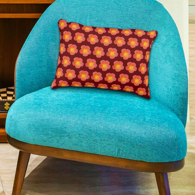 Roter Moss Rose Blume Nahtloses Muster auf Dekokissen (Red Moss Rose flower seamless pattern on accent pillow)