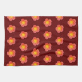 Roter Moss Rose Blume Nahtloses Muster auf Geschirrtuch (Horizontal)