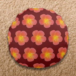 Roter Moss Rose Blume Nahtloses Muster auf Rundes Kissen