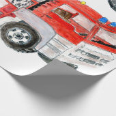 Roter Motor, Bild eines Feuerwehrwagens Geschenkpapier (Ecke)