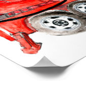 Roter Motor, Bild eines Feuerwehrwagens Poster (Ecke)