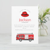 Roter Motor von Feuerwehrfahrzeugen Kinder jeden G Einladung (Stehend Vorderseite)