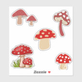 Roter Mushroom Custom-Cut Vinyl Sticker (Blatt)