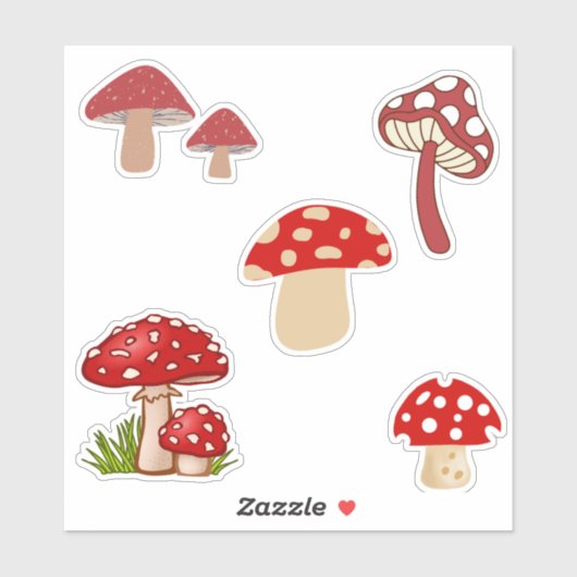 Roter Mushroom Custom-Cut Vinyl Sticker (Blatt)