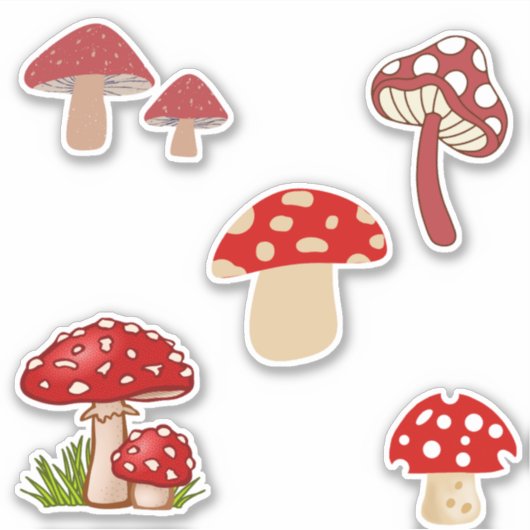 Roter Mushroom Custom-Cut Vinyl Sticker (Vorderseite)