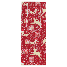 Roter Musiker-Vogel & Rentiere Weihnachtsgeschenk- Geschenktüte Für Weinflaschen