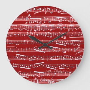 Roter Musiknoten Große Wanduhr
