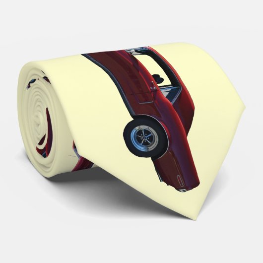 Roter Mustang auf Creme Krawatte (Gerollt)