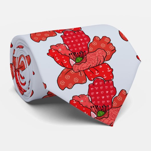 Roter Mustermohn Krawatte (Gerollt)