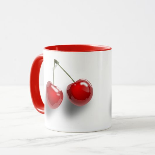 Roter Nachtisch glasig-glänzende Kirschen Tasse (Vorderseite Links)