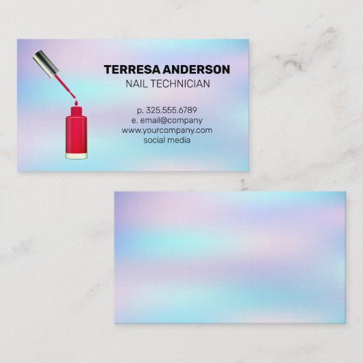 Roter Nagel, Polnisch und Brush | Pastell Blend Visitenkarte (Vorne/Hinten)