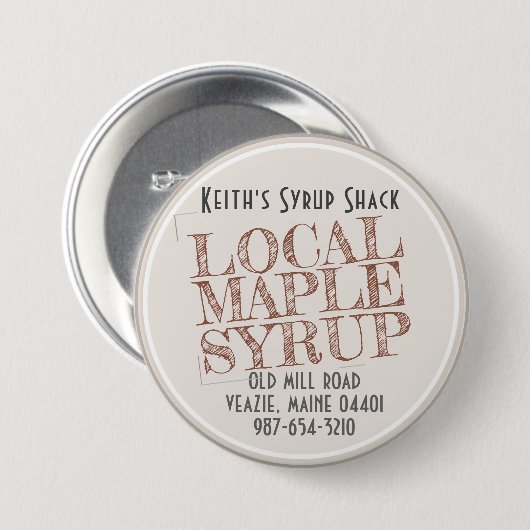 Roter Name der lokalen Ahornsirup-Firma "Stamps" Button (Vorne & Hinten)