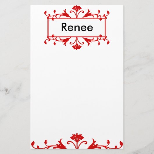 Roter Name oder Monogramm anpassbar Briefpapier (Vorderseite)