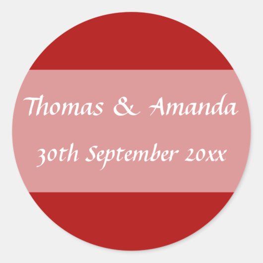 Roter Name und Datum Umschlag Aufkleber (Vorderseite)