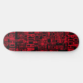 Roter Name wird überall schwarz wiederholt Skateboard (Horizontal)