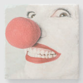 Roter Nasenclown Steinuntersetzer (Vorderseite)