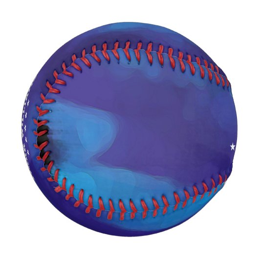 Roter Nashorn auf blauem personalisiert Baseball (Vorderseite Links)