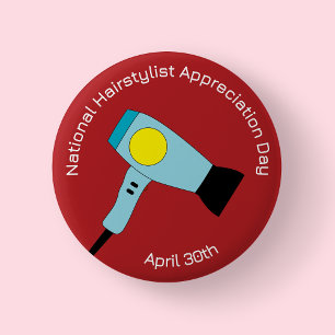 Roter Nationaler Tag des Friseurs Anerkennung Abze Button