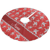 Roter NeonGlitter der personalisierten silbernen Polyester Weihnachtsbaumdecke (Schrägansicht)