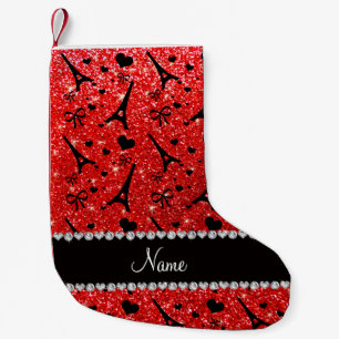 Roter NeonGlitter Nameparis eiffek Turms Kleiner Weihnachtsstrumpf