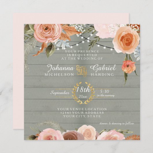 Roter, neutraler, bläserner, rustikaler Holzleaf Einladung (Vorne/Hinten)