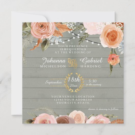 Roter, neutraler, bläserner, rustikaler Holzleaf Einladung (Vorderseite)