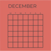 Roter nicht datierter Dezember-Kalender für Planer Aufkleber (Vorderseite)