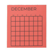 Roter nicht datierter Dezember-Kalender für Planer Notizblock (Vorderseite)