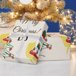 Roter Niedlicher Bär Tree Stars Frohe Weihnachten Geschenkpapier