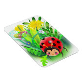roter, niedlicher Ladybug auf Gras- und Flusshinte Magnet (Rechte Seite)