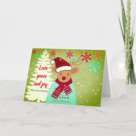 Roter Niedlicher Rentier Weihnachtsbaum Snowflake  Karte